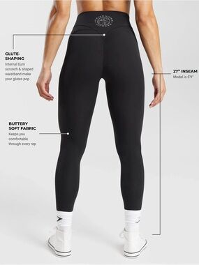 New Gymshark Legacy Logo Legging in black size small